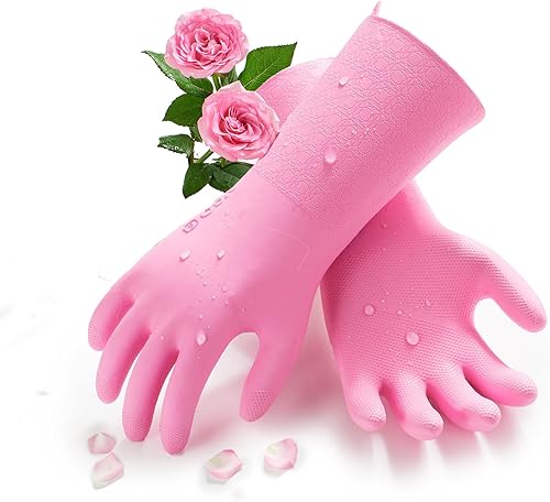 Vgo... Guantes reutilizables para el hogar infundidos con aromas, guantes forrados para lavar platos, guantes de limpieza, mangas largas