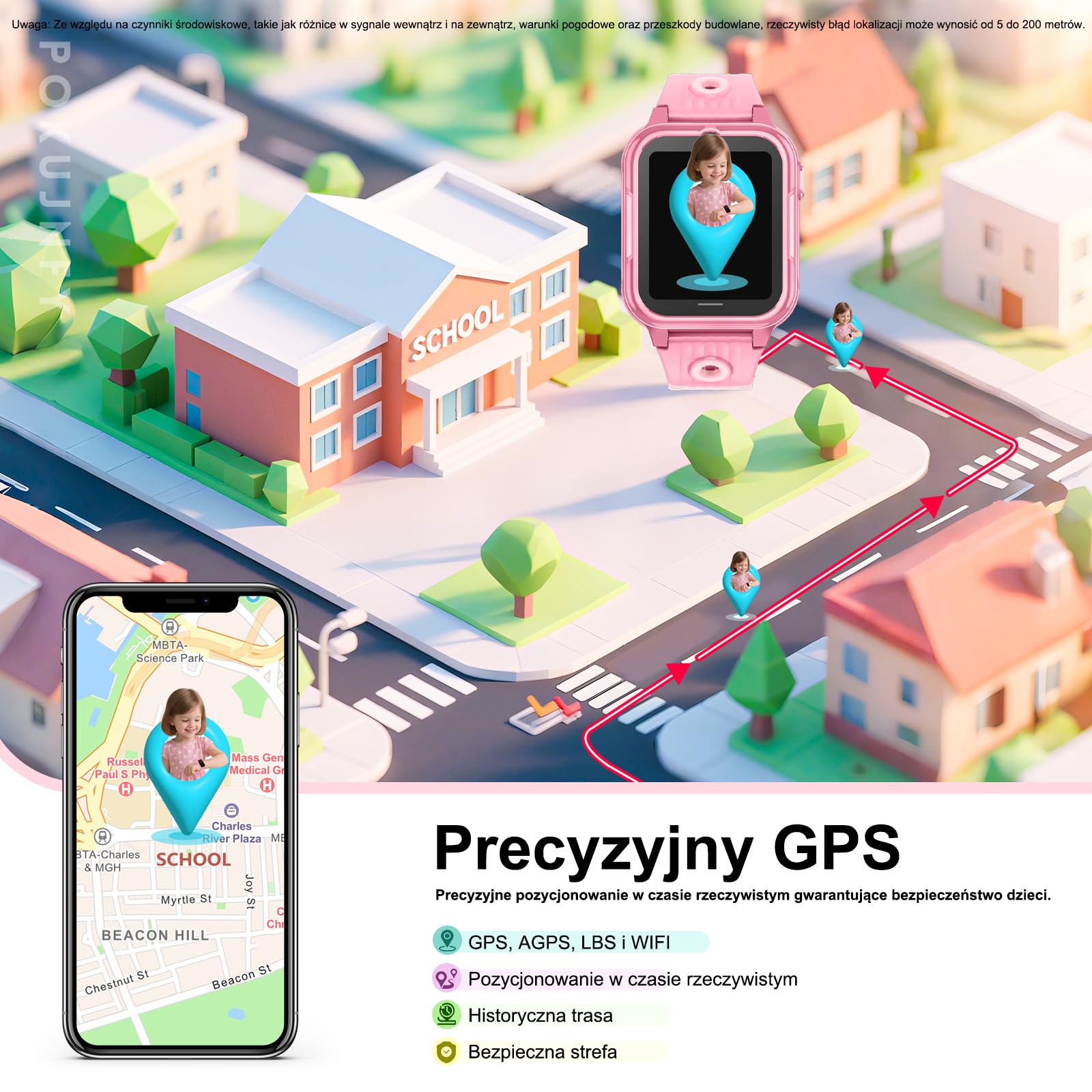 4G smartwatch dla dzieci z GPS wideorozmów SOS WhatsApp grami aparat krokomierzem trybem szkolnym budzikiem wodoodporny cyfrowy zegarek na prezent dla dziewczynek chłopców w wieku
