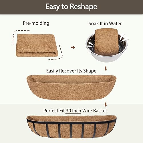 Miniatura 3 de 4 forros de coco para macetas de 36 pulgadas, revestimientos resistentes para ventanas, reemplazo perfecto para los viejos, 100% natural, fácil de