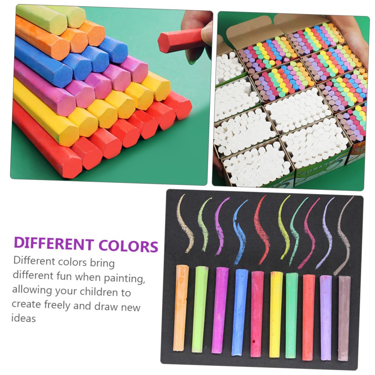 POPETPOP 3 boîtes Boîtes de Craies Colorées Sans Poussière Hexagonales pour Tableau Craies Enseignement et Sécurisées Usage Scolaire et Domestique