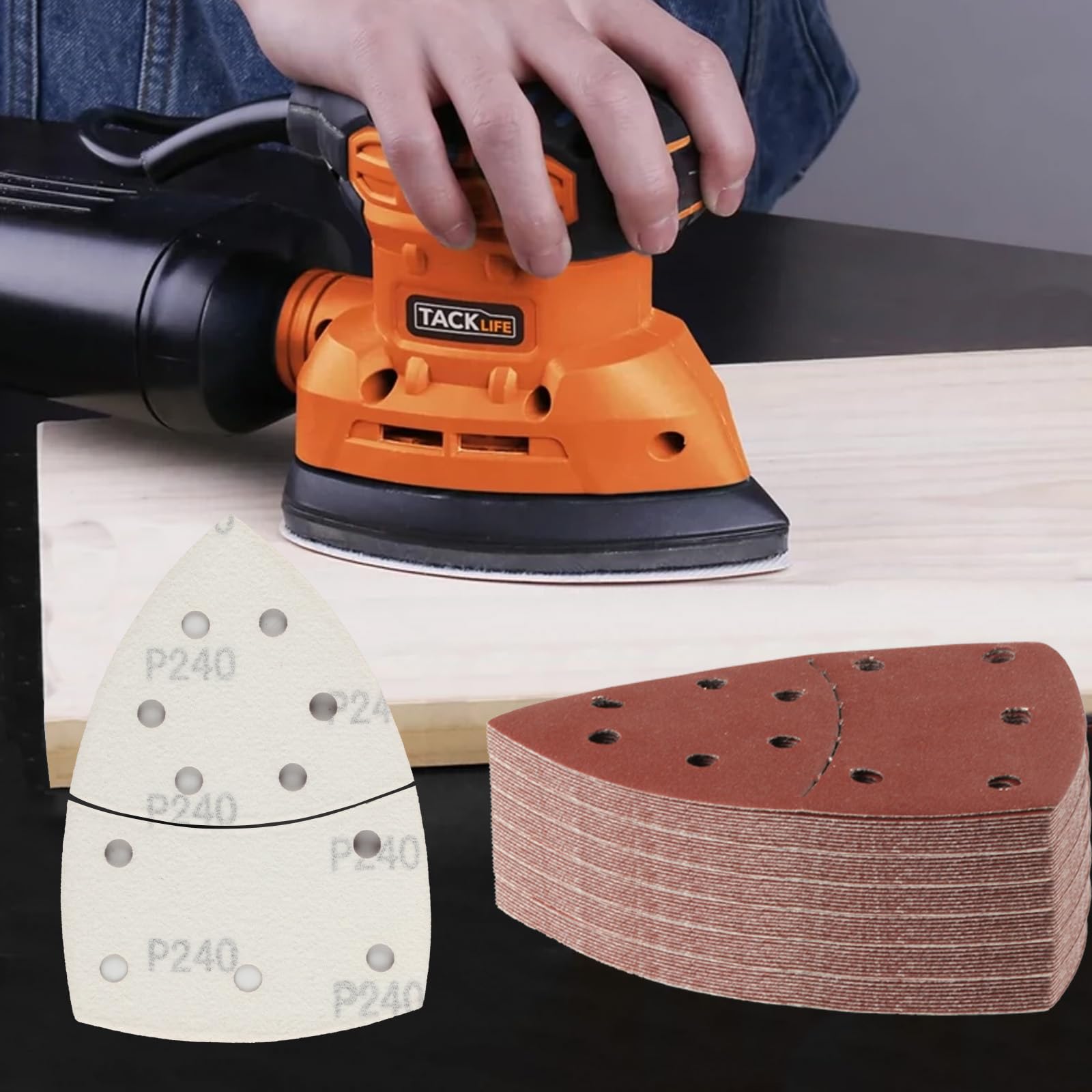 ProductionShop Premium Schleifpapier-Pads 220er Körnung, Dreieckig, 45 Stück – Für Multifunktionswerkzeuge