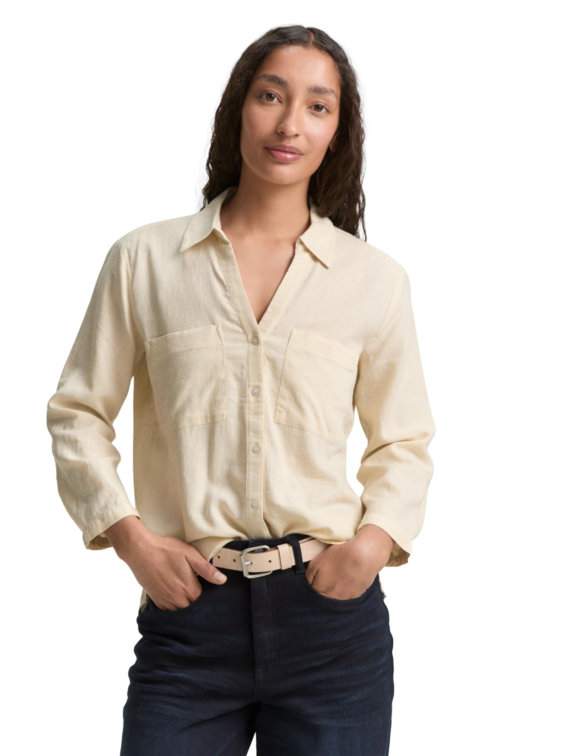 Tom Tailor Damen Bluse mit Brusttaschen aus Baumwolle