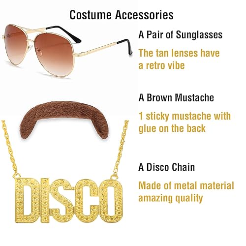 Miniatura 6 de Pelucas de discoteca de los años 70 para hombres, peluca rizada marrón de los años 80 para fiesta de disfraces de Halloween, pelucas divertidas con