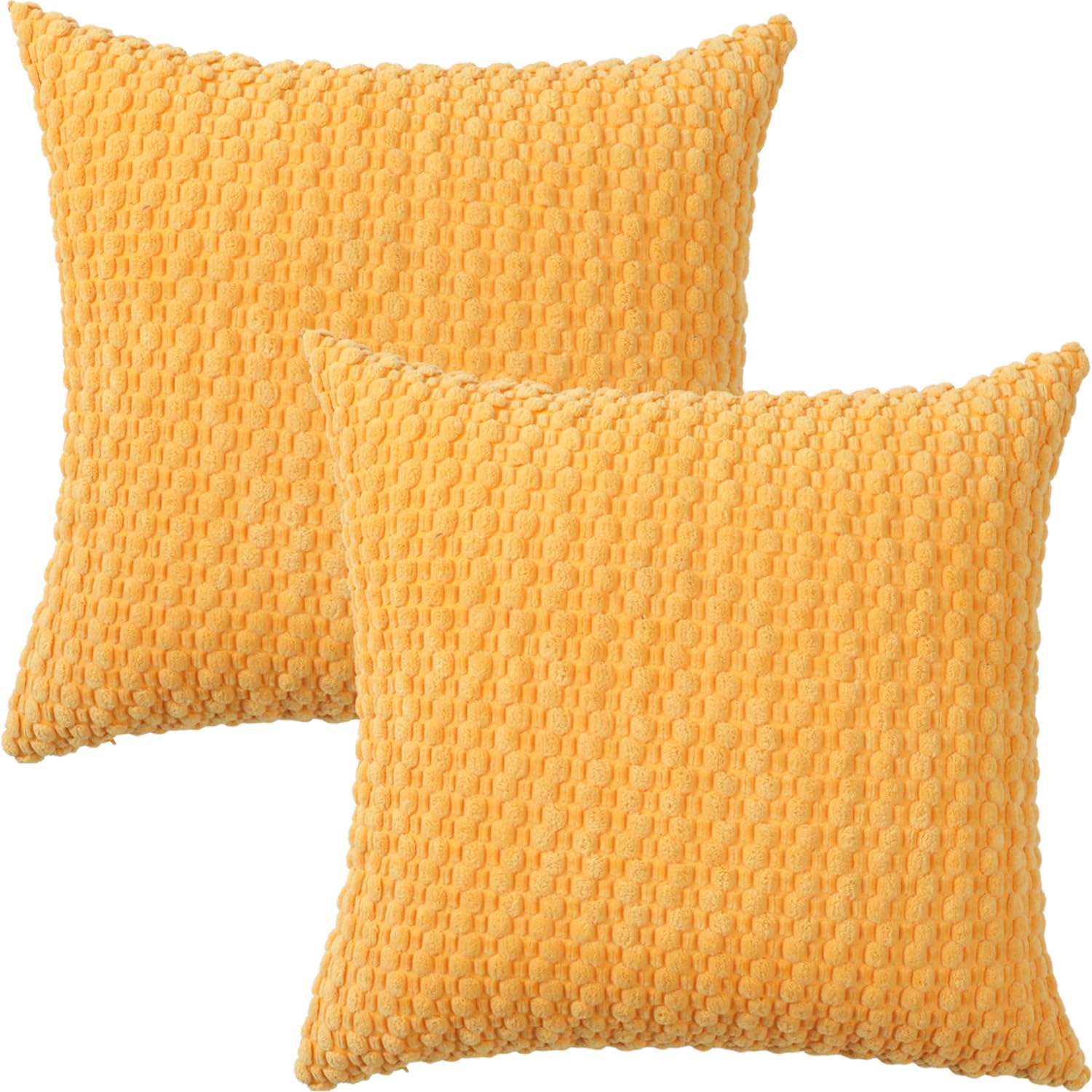 Tennove Cushion Covers 50x50cm Decorative Modern Yellow Pillow Cases Pack of 2 Corduroy Boho Soft Throw Pillow Covers Square Pillowcases for Sofa Living Room Bed Home Decor โ image 1