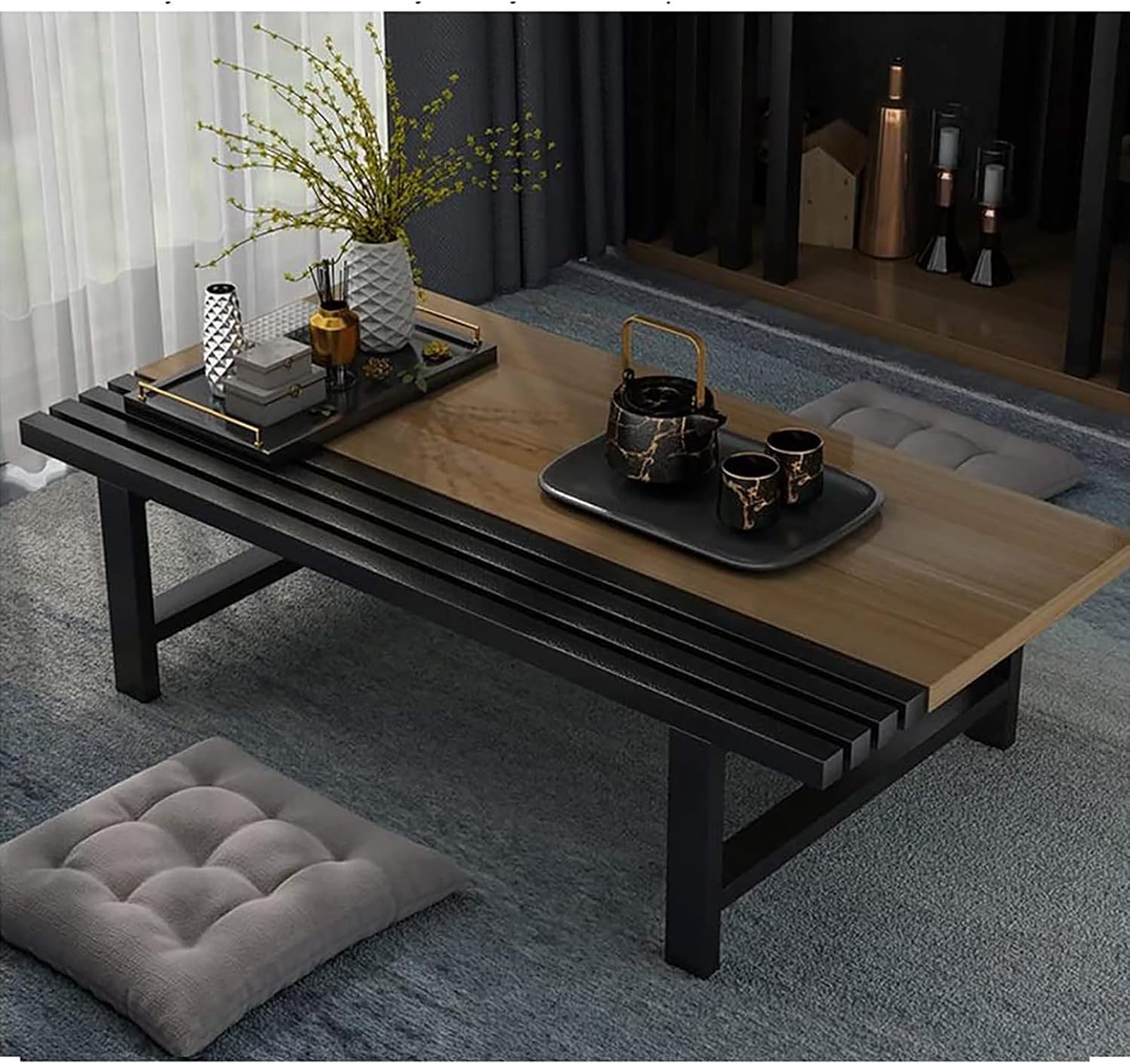 ZSH Coffee Table, Japanese Style Low Table/Household Dining Table/Tea Table, for Tatami Bedroom Bay Window Tea Room (Color : C, Size : 60x30x25cm)