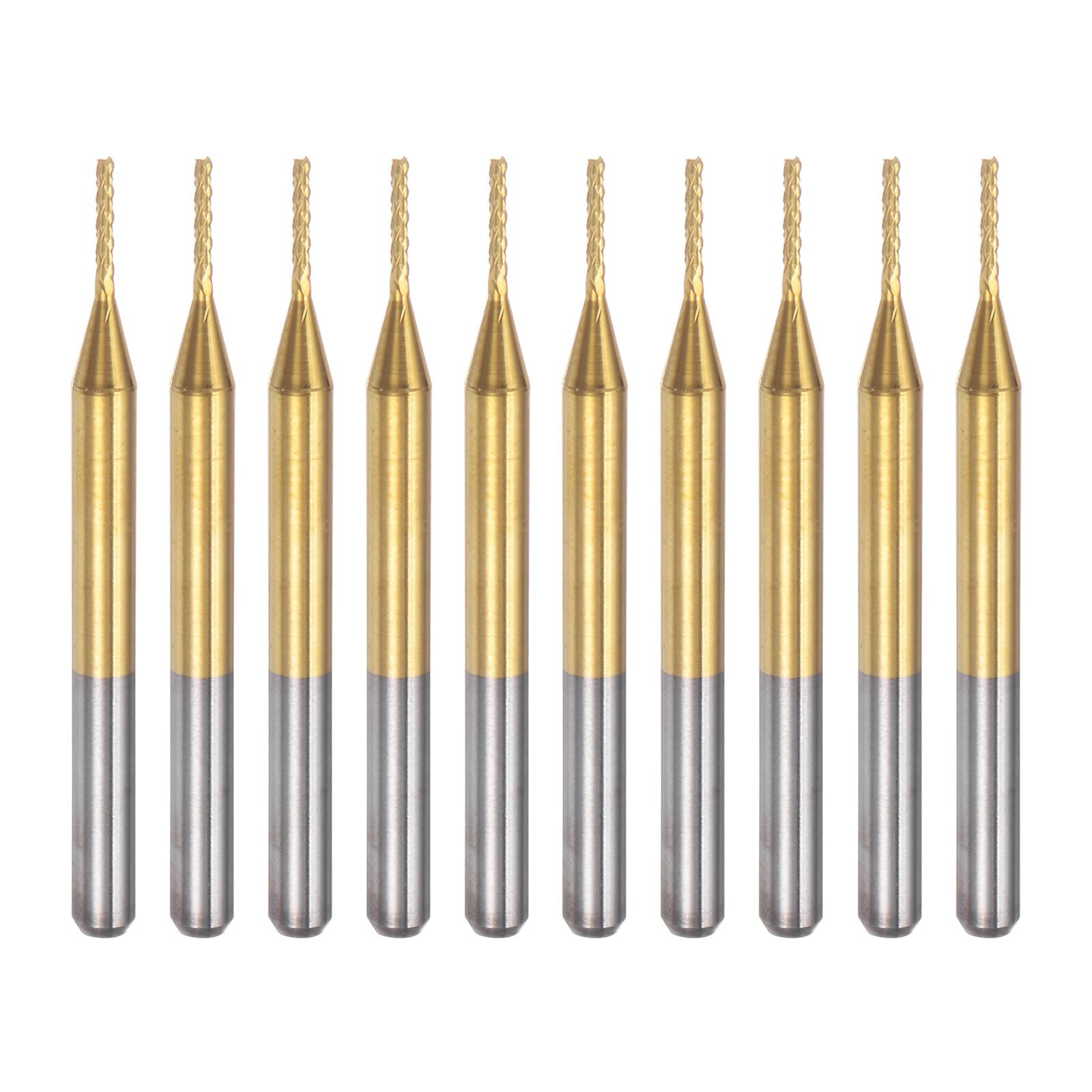QUARKZMAN 10Pcs Fraises en Carbure de Tungstène Revêtu de Titane de 0,9 mm pour Machine CNC, Tige de 1/8 Pouce