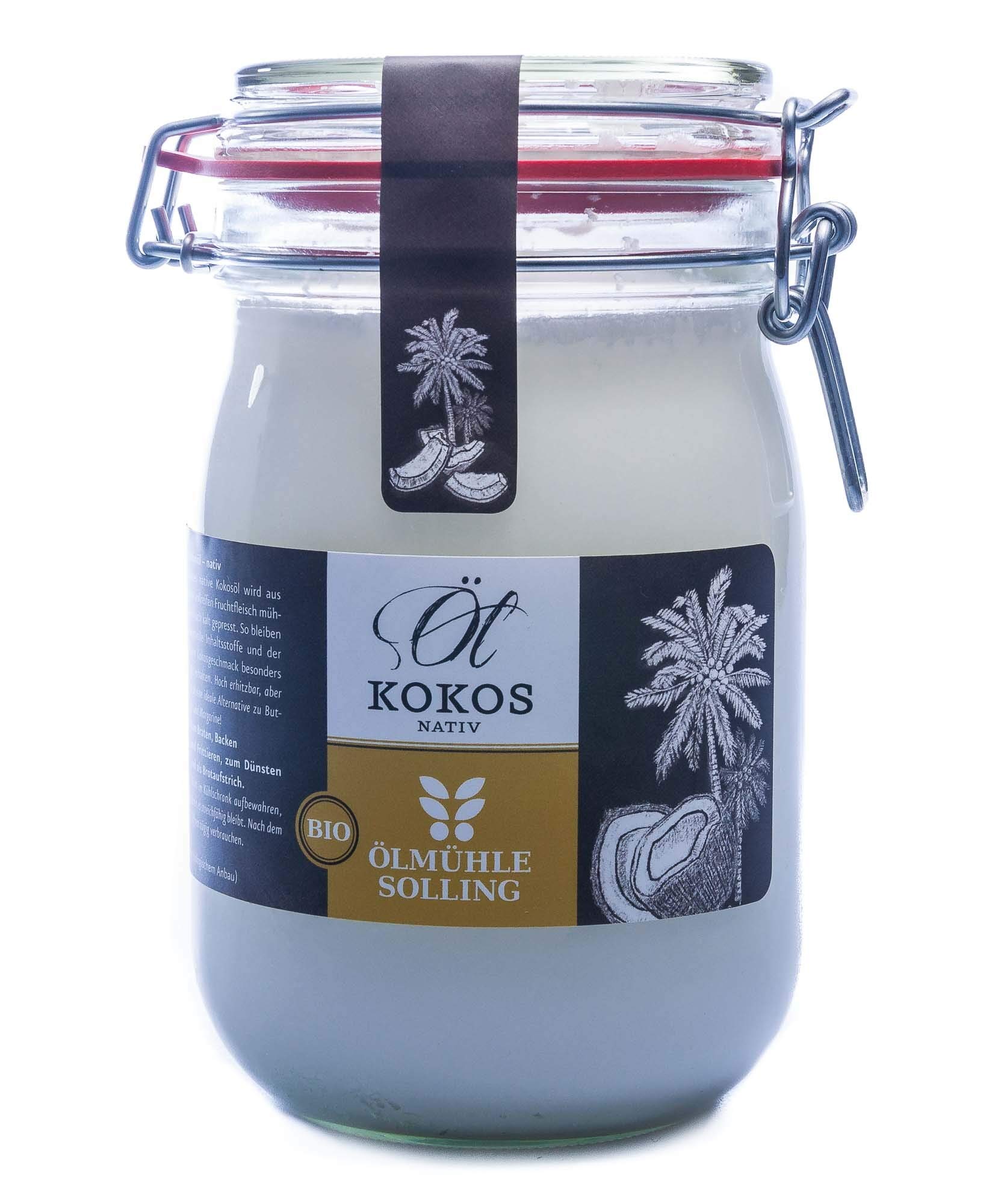 Ölmühle Solling Bio Kokosöl nativ im Bügel-Glas 1000ml Lebensmittel & Getränke