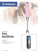 Vista 9 de Westinghouse Batidora de mano – Licuadora de inmersión de 5 velocidades con función Turbo, cuchillas y varilla de acero inoxidable, 500 W