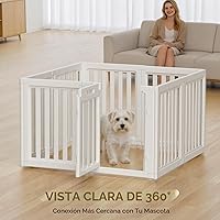 Vista 3 de Corral Transparente para Perros, Corralito para Mascotas con Puerta, Fácil de Limpiar e Instalar, Corrales para Cachorros tanto para Uso en Blanco