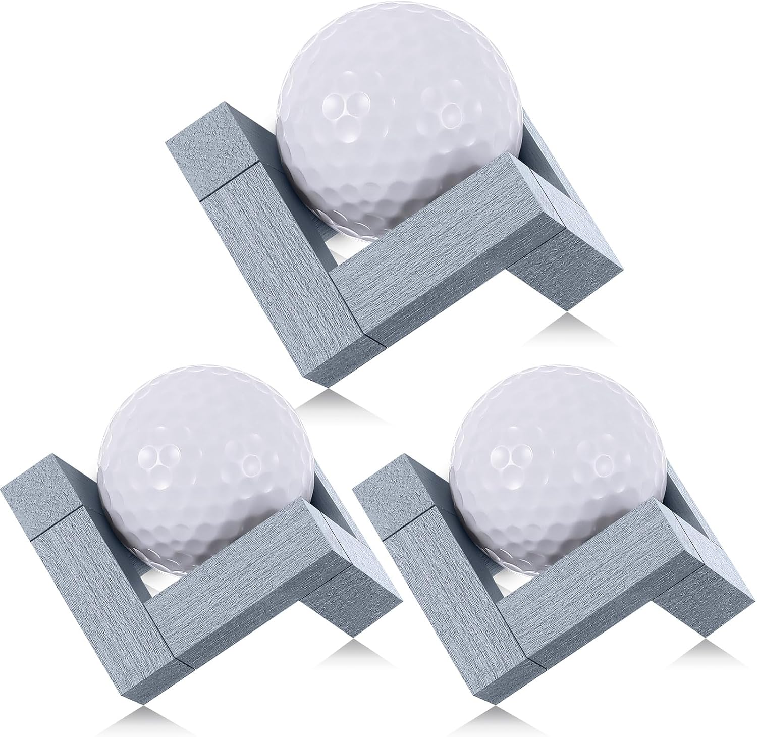 Lineshading 3 Pack Golf Ball Display Stand 1.97 Inch Wooden Golfball Display Case Grey Baseball Rack Holder for Souvenir Collections Tabletop Decor Men Golf Enthusiasts