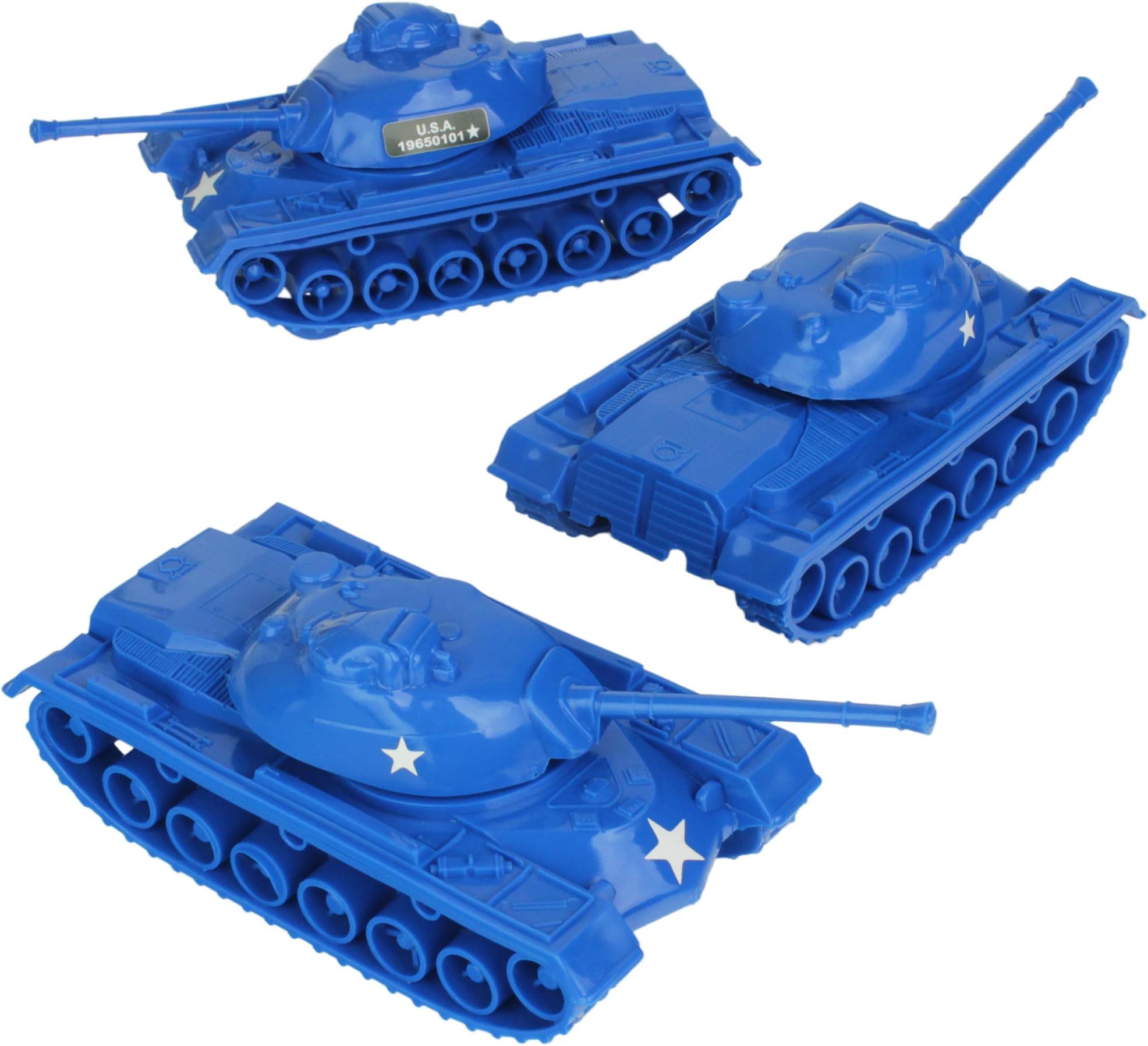 Tim Mee Toy TimMee Tanks for Plastic Army Men - Blue WW2 3pc - Made in USA