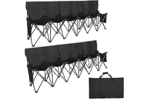 Weysat Portable 6 Seat Foldable Team Sports Sideline Bench Chair with Back and Carry Bag