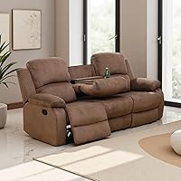 Vista 28 de Juego de sofá reclinable manual de cuero, juego de sofá reclinable negro, juego de muebles de sala de estar, sofá biplaza reclinable