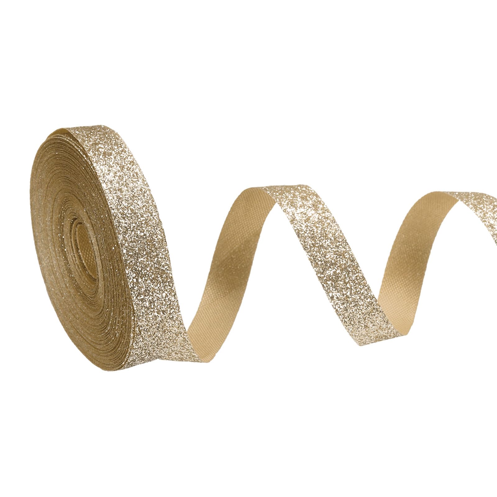 PATIKIL Metallic Glitter Ribbon Roll, 10mm x 9m Sparkly Ribbon Single Sided Cut Edge Gift Wrapping Fabric Rolls for DIY Crafts Wedding Bouquet Party Christmas Decor, Beige