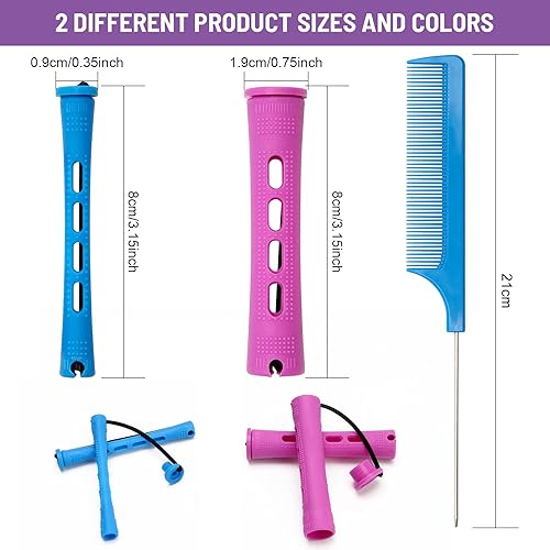 Miniatura 2 de AHIER - Juego de 62 varillas para rizar el cabello, 60 varillas cortas de onda fría de plástico, rizadores de pelo, 2 tamaños con 2 peines de cola