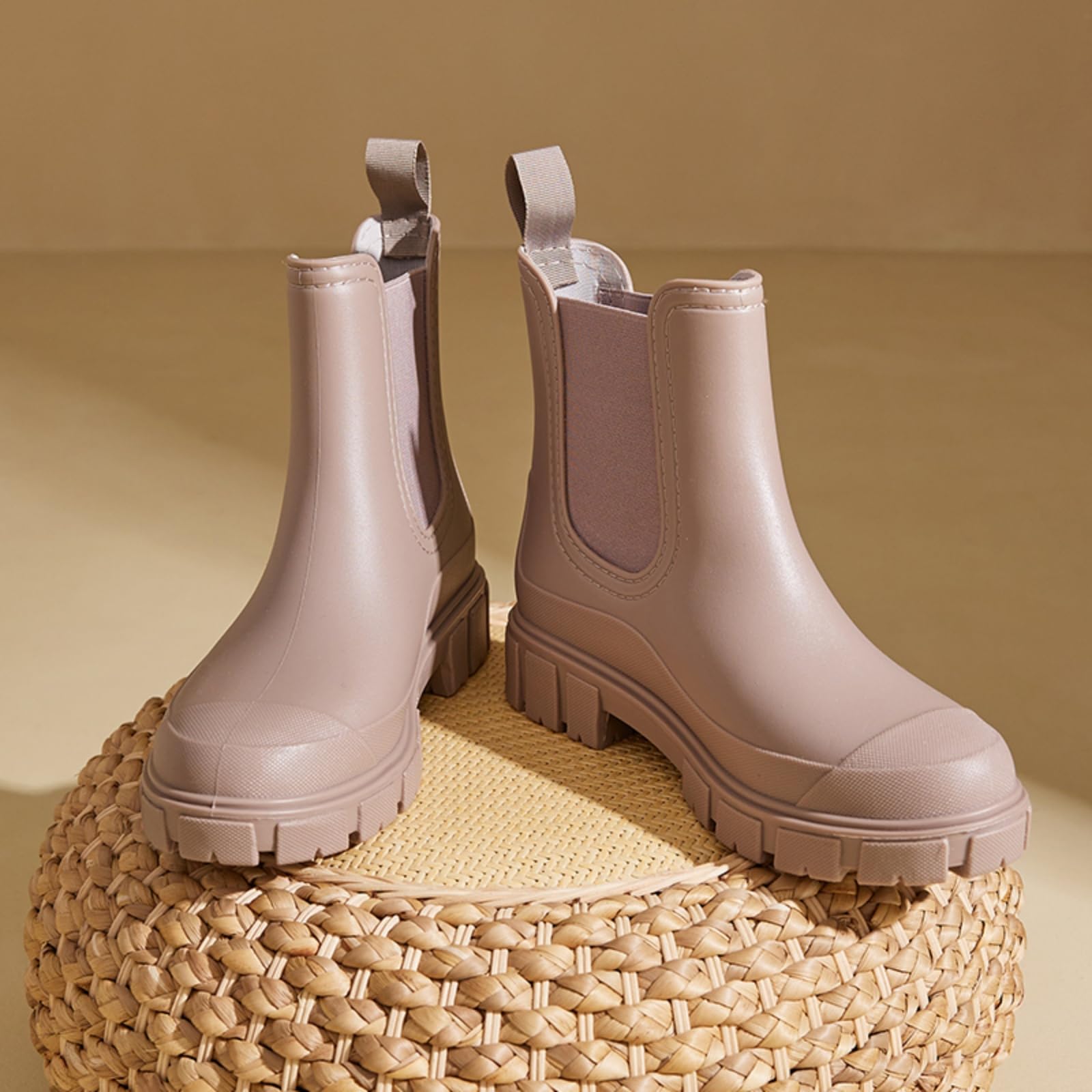 Botas de goma para mujer, cortas, impermeables, botas de lluvia Chelsea, botines antideslizantes para jardín, botas de lluvia