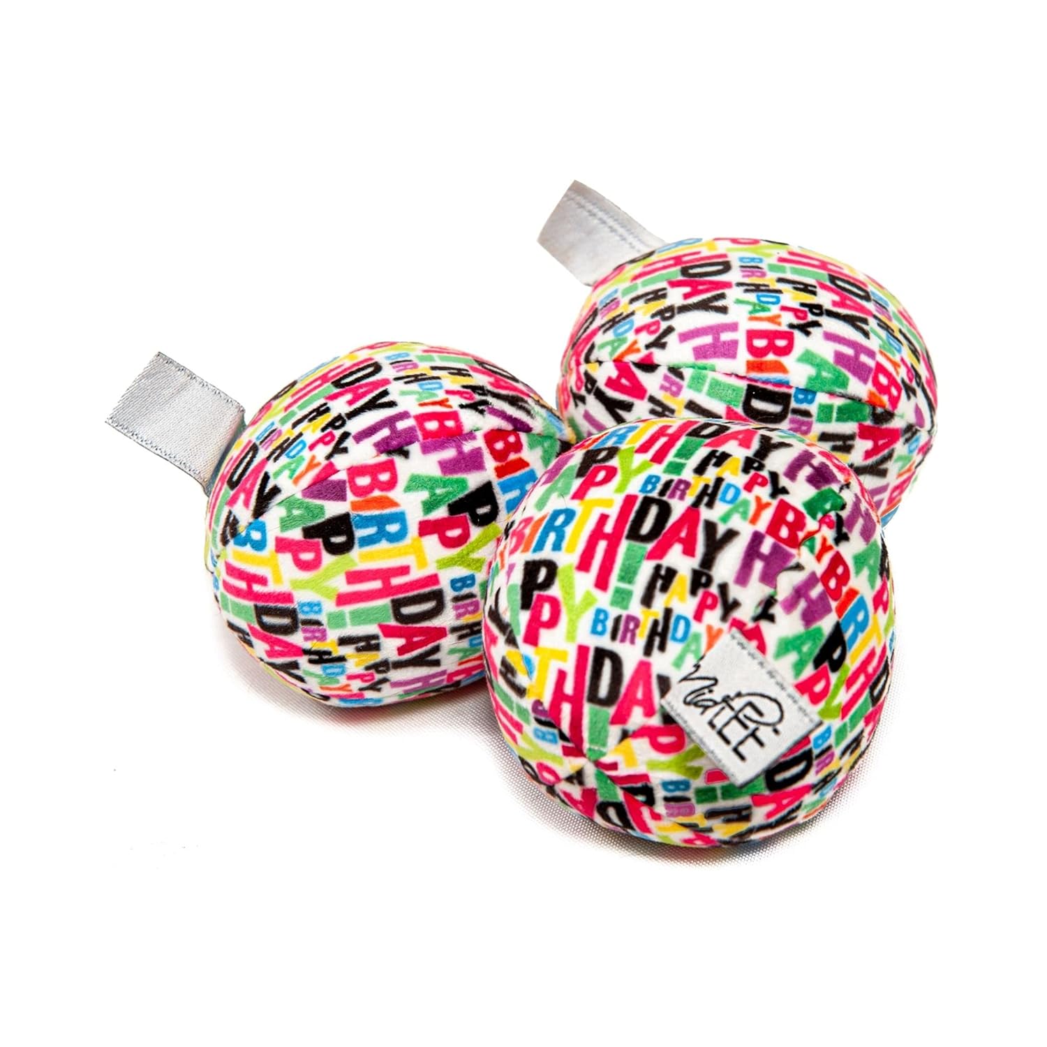 Midlee Plush Birthday Balls Dog Toy- Set of 3 Large