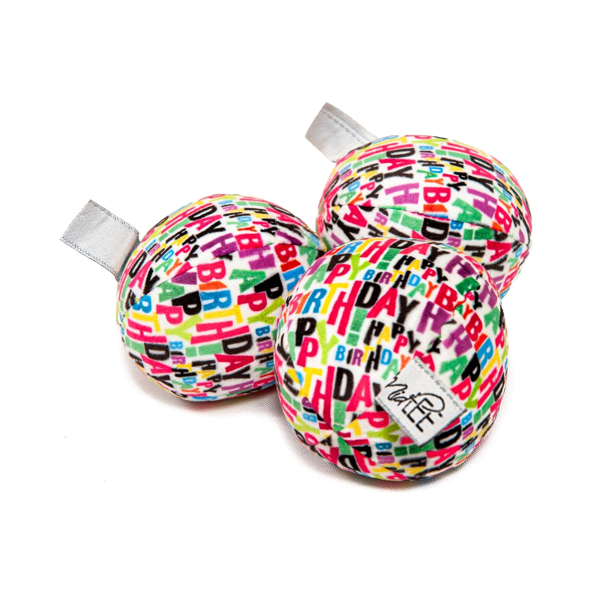 Midlee Plush Birthday Balls Dog Toy- Set of 3 Large