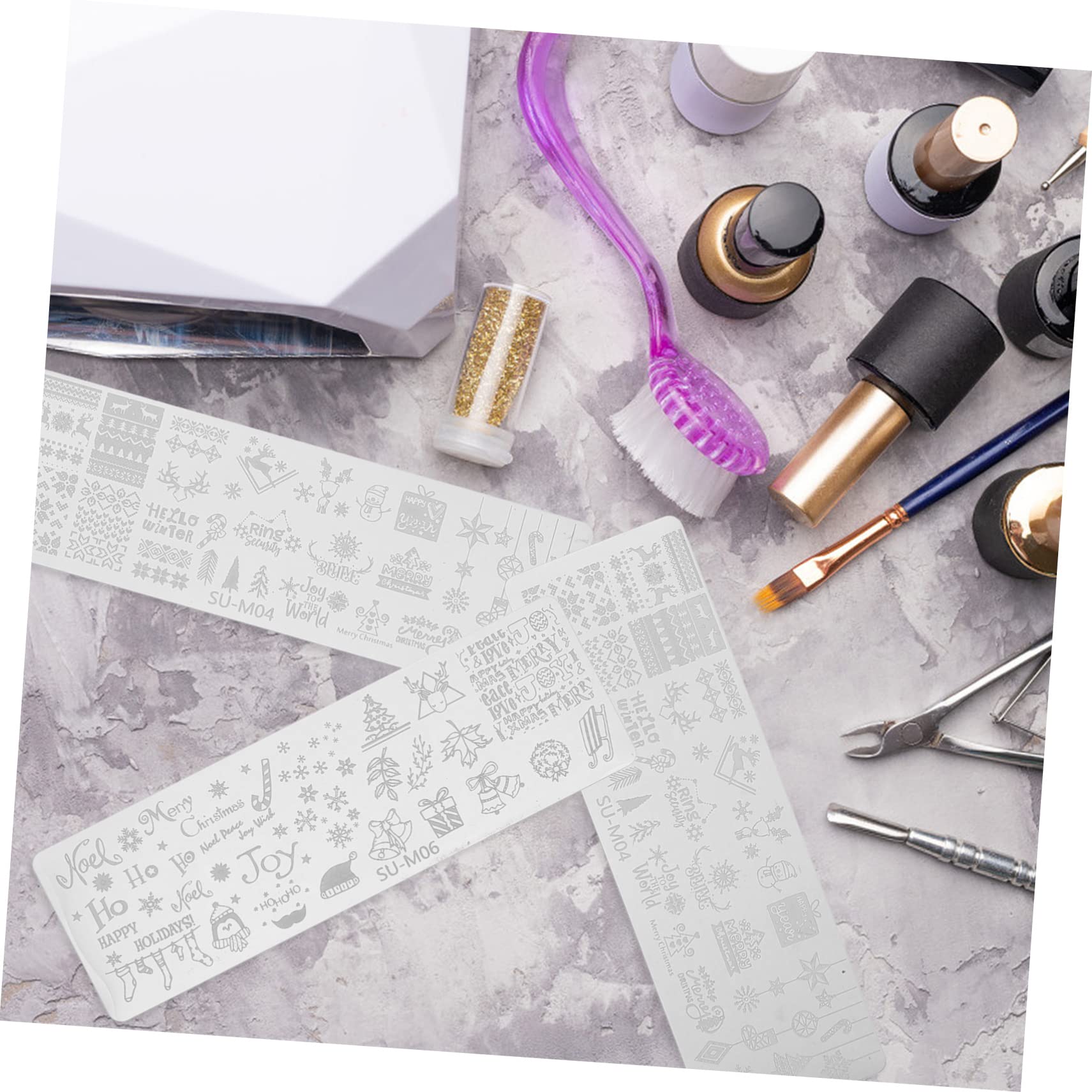 Healvian 18piezas Placas De Estampado De Uñas Navideñas Plantillas De Manicura Para Decoración De Uñas Herramienta De Estampado De Patrones Para Salón y Uso Casa