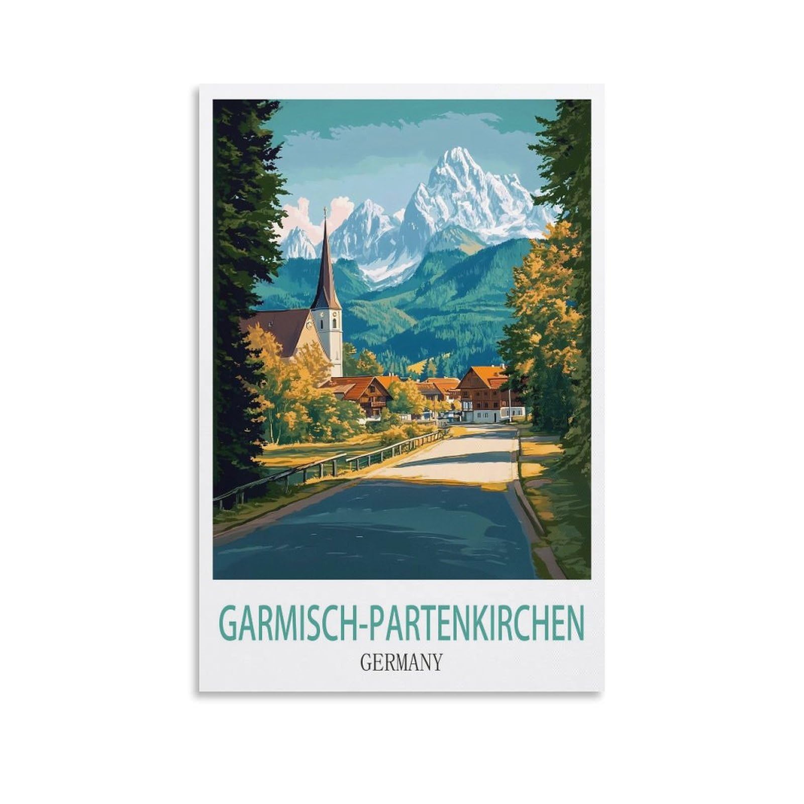 Zhilijing Unframe-Style Garmisch Partenkirchen Germany Vintage Travel Posters 12X18inch(30X45cm) Painting Canvas Wall Posters