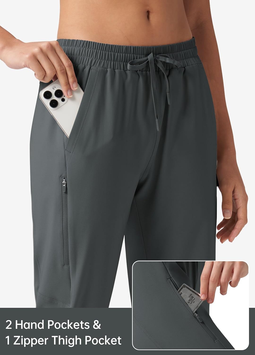 Willit Womens 15" Hiking Long Shorts Lightweight Zipper Pockets Below Knee Length Cargo Quick Dry Water Resistant - Image 3