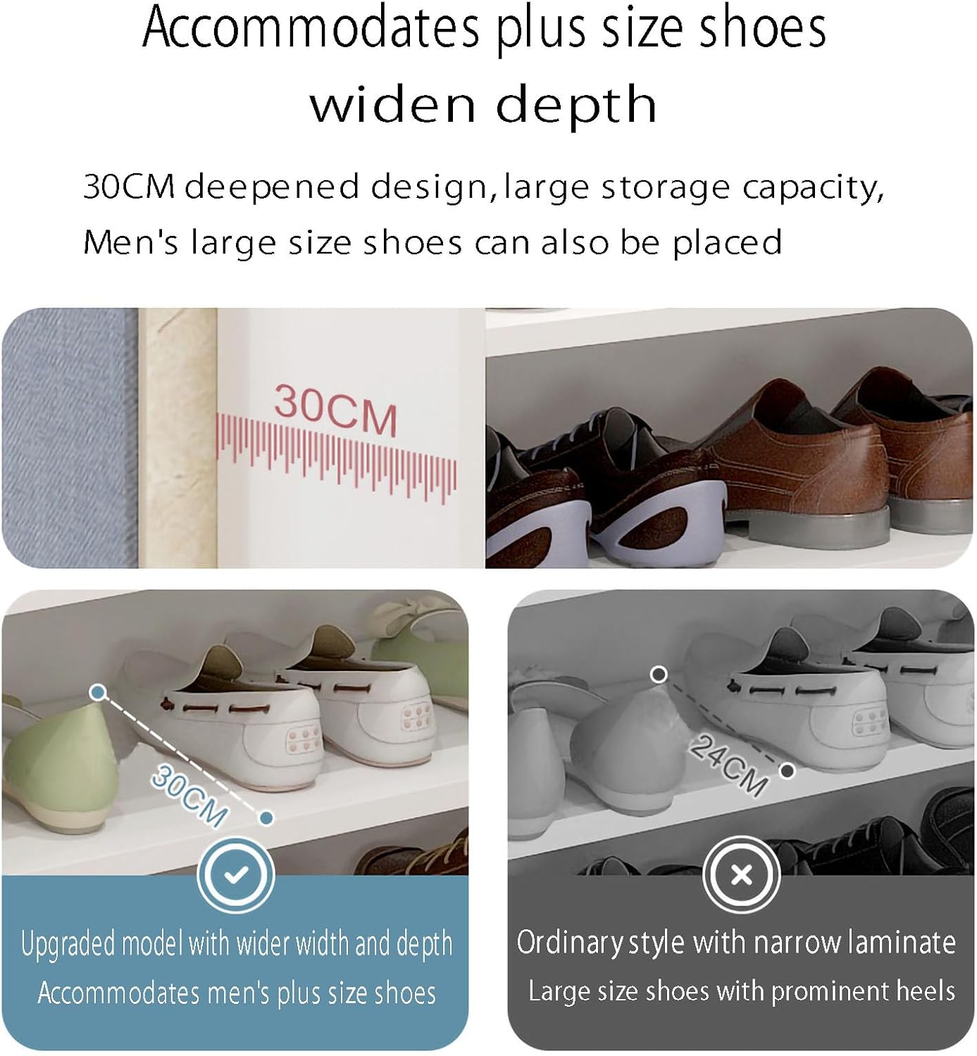 Shoe Storage Cabinet Cabinets Hallway Slim Cupboard Cupboards Hallways Slimline，Freestanding Shoe Rack Cabinet for Entryway Narrow Solut for Small Spaces Corner Design 30x27x120cm Grey Styli