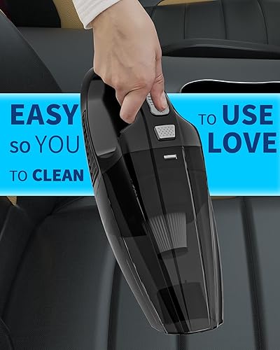 Miniatura 5 de TEMOLA Aspiradora de mano inalámbrica, aspiradora de coche de alta potencia recargable con filtro HEPA, pequeña aspiradora de mano para interior del