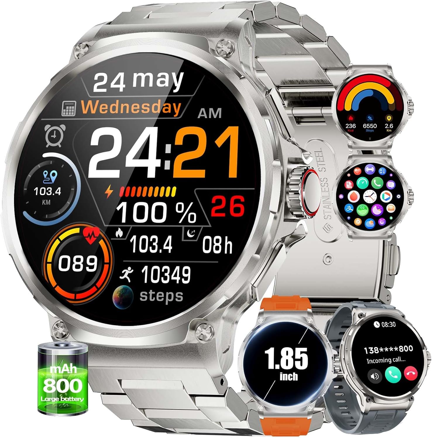 SUNKTA EF10 Smart Watch for Men, 1.85″ Extra...