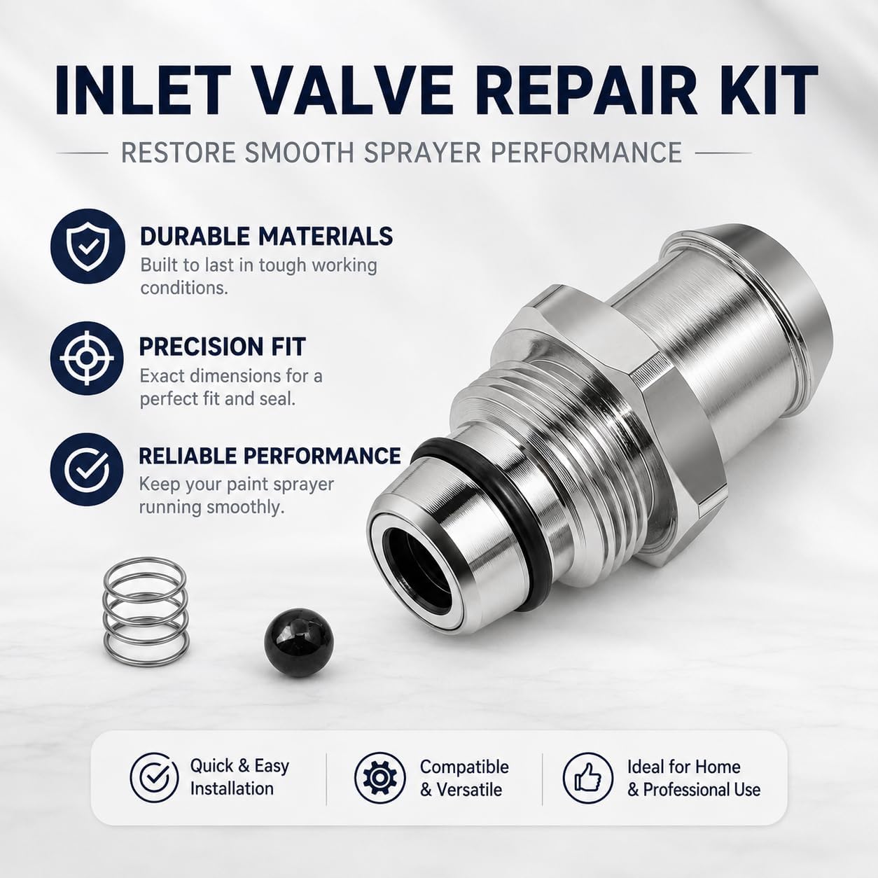 16E844 Inlet Valve Kit for Graco Magnum X5 X7 Series B C D E Sprayer | Wide Compatibility: Fits Graco Magnum X5 and X7 Series B, C and D, plus Project Painter Plus, LTS15 and LTS17 sprayers.