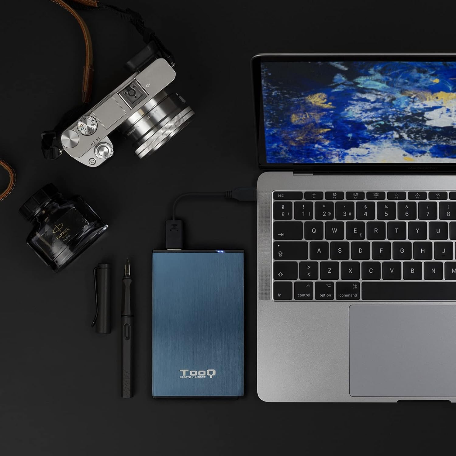 Tooq TQE-2527PB – Case for 2.5" HDD (SATA I/II/III up to 9.5 mm high, USB 3.0) Aluminum, LED Indicator, Pacific Blue, 50 g