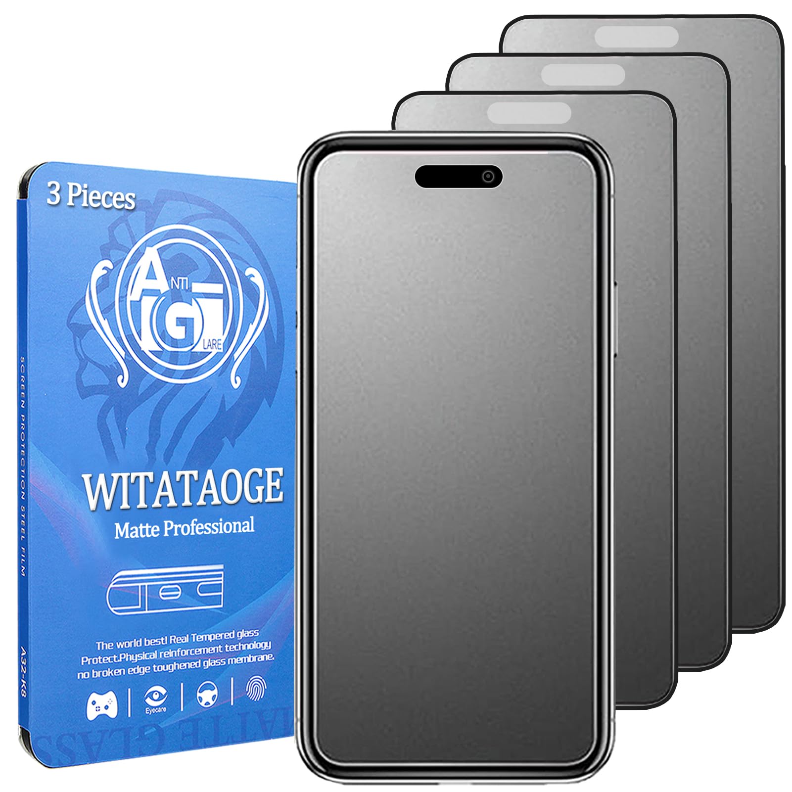 3 Pack Matte Screen Protector for iPhone 16 Pro Max Matte Tempered Glass Anti-Fingerprint…