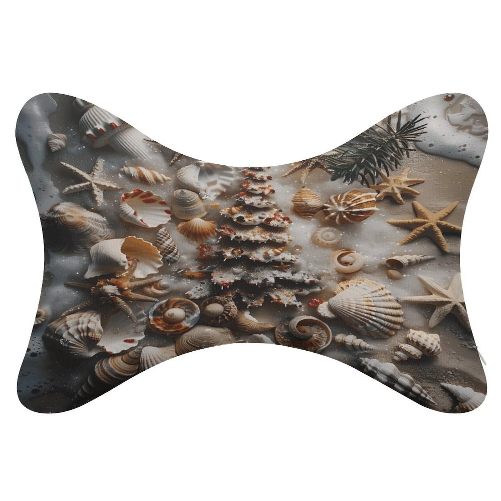 FekiLoot Seashell Christmas Car Headrest Set of 2,Softness Memory Foam Car Neck Pillow with Breathable Removable Cover Car Neck Support Pillow Ergonomic for Driving, Office