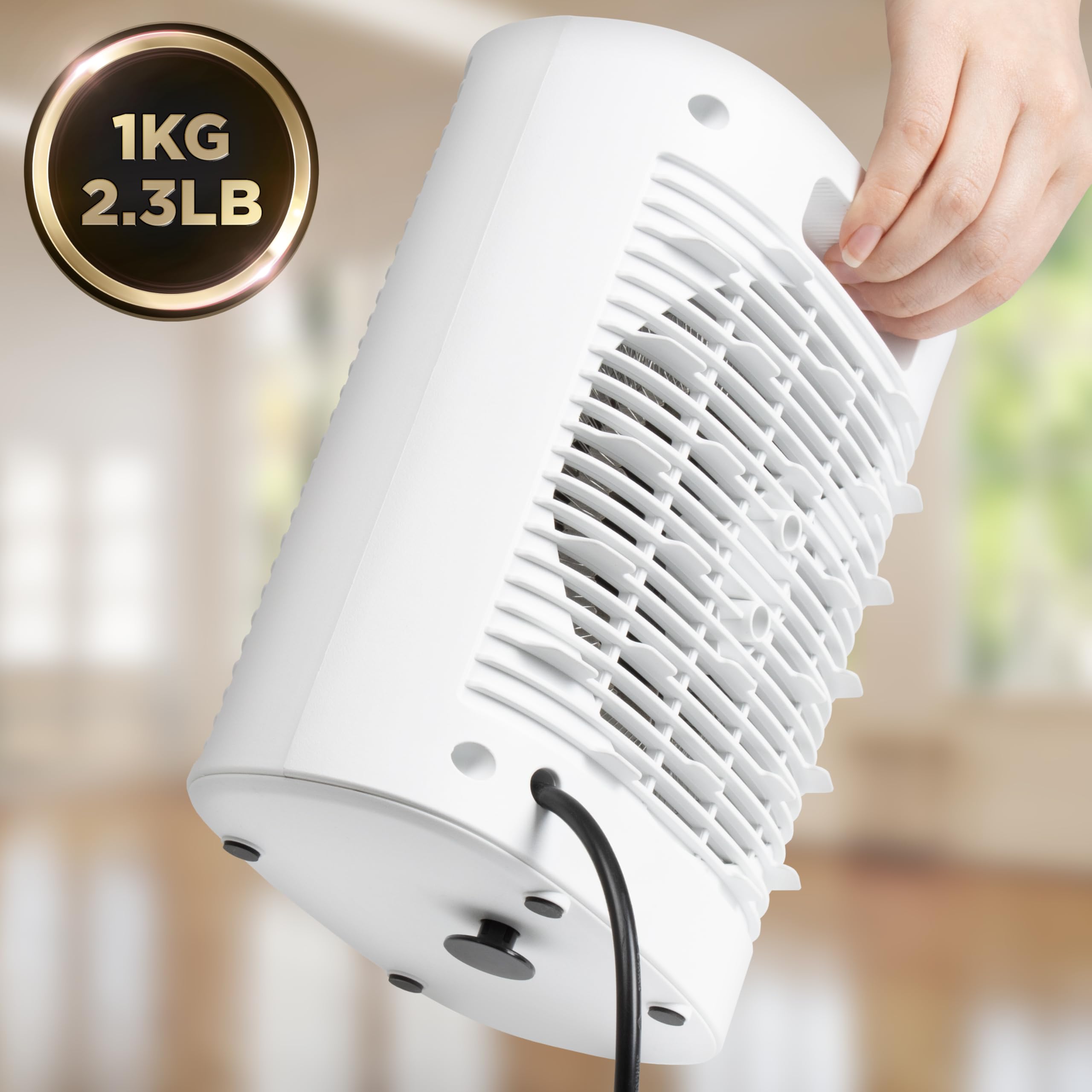 Duronic HV32 WE Stufetta Elettrica Portatile 2000W, Termoventilatore Compatto Silenzioso, 3 Modalità, Termostato Regolabile, Protezione Anti-Ribaltamento, Mini Heater per Casa e Ufficio
