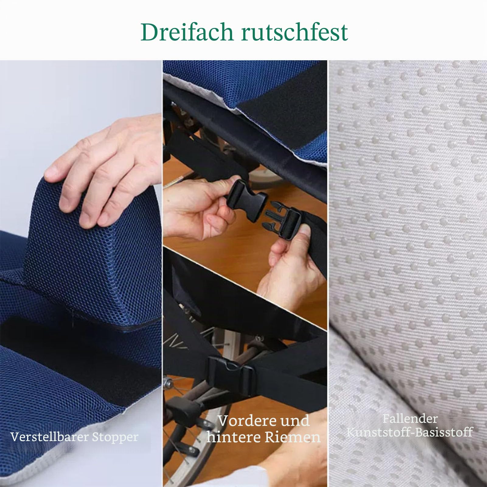 Anti-Rutsch- und Anti-Seitenschiebe-Rollstuhl-Sitzkissen – Komfort-Rollstuhlkissen & Polster für ältere Menschen mit Behinderung, Anti-Dekubitus-Sitzpolster