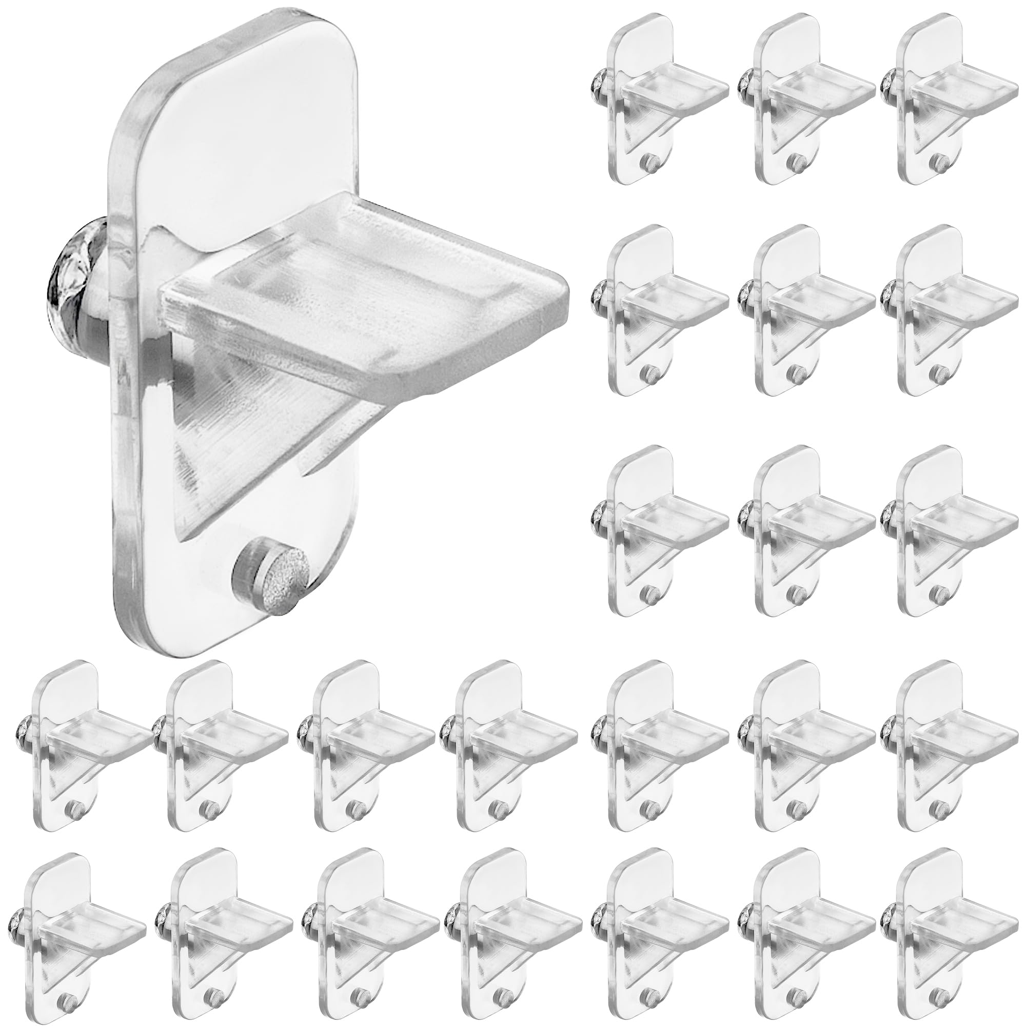 24 Pcs Shelf Holders Pegs, 1/4 Inch Clear Plastic Cabinet Shelf Clips