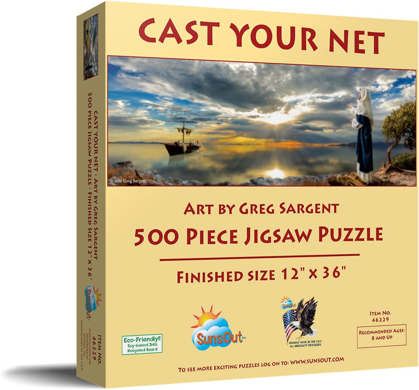 SUNSOUT INC - Cast Your Net - 500 pc Panoramic Jigsaw Puzzle by Artist: Greg Sargent - Finished Size 12" x 36" - MPN# 46229