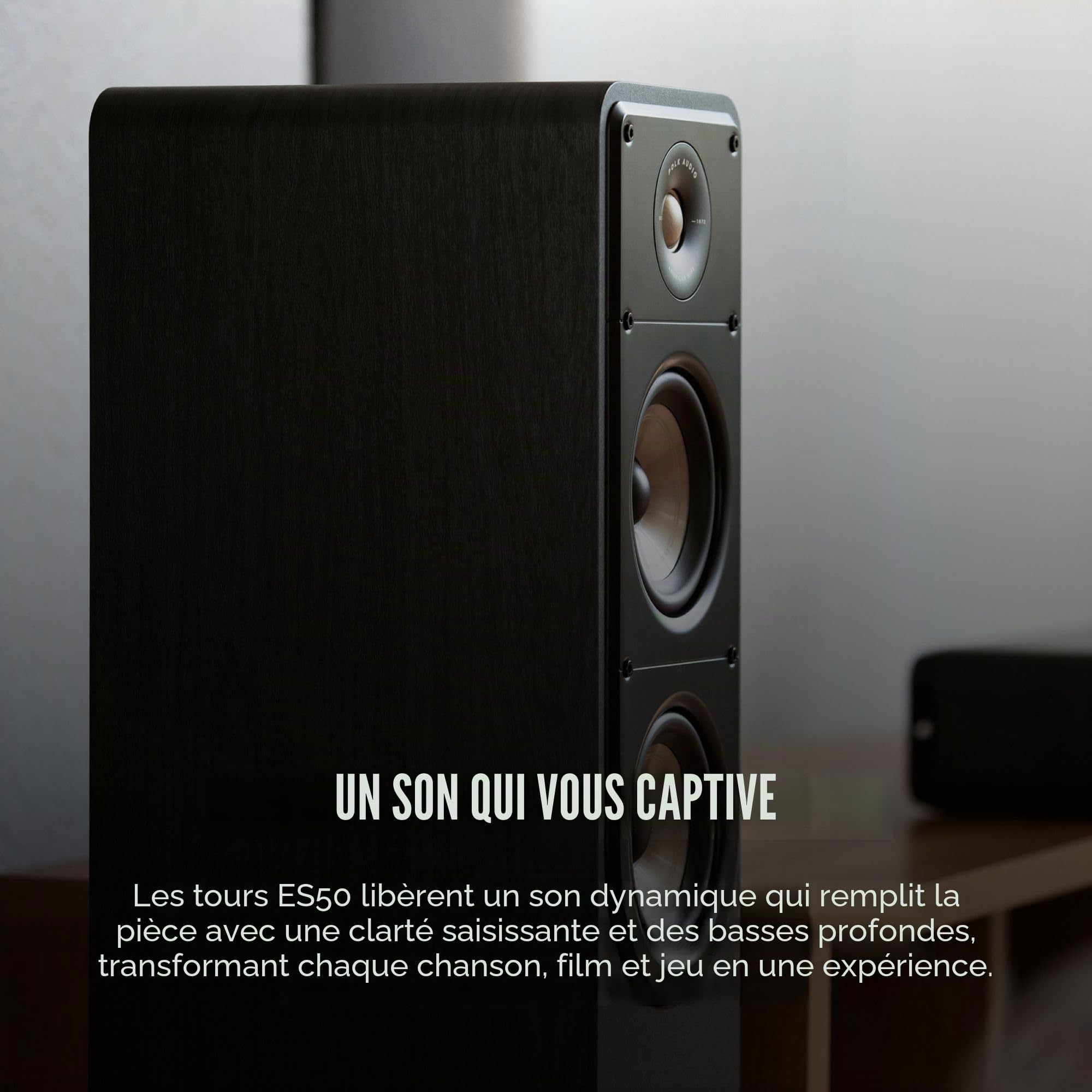 Polk Audio Signature Elite ES50 Enceinte Colonne Hi-Res, Compatible Dolby Atmos/DTS:X (Pièce) - Blanche