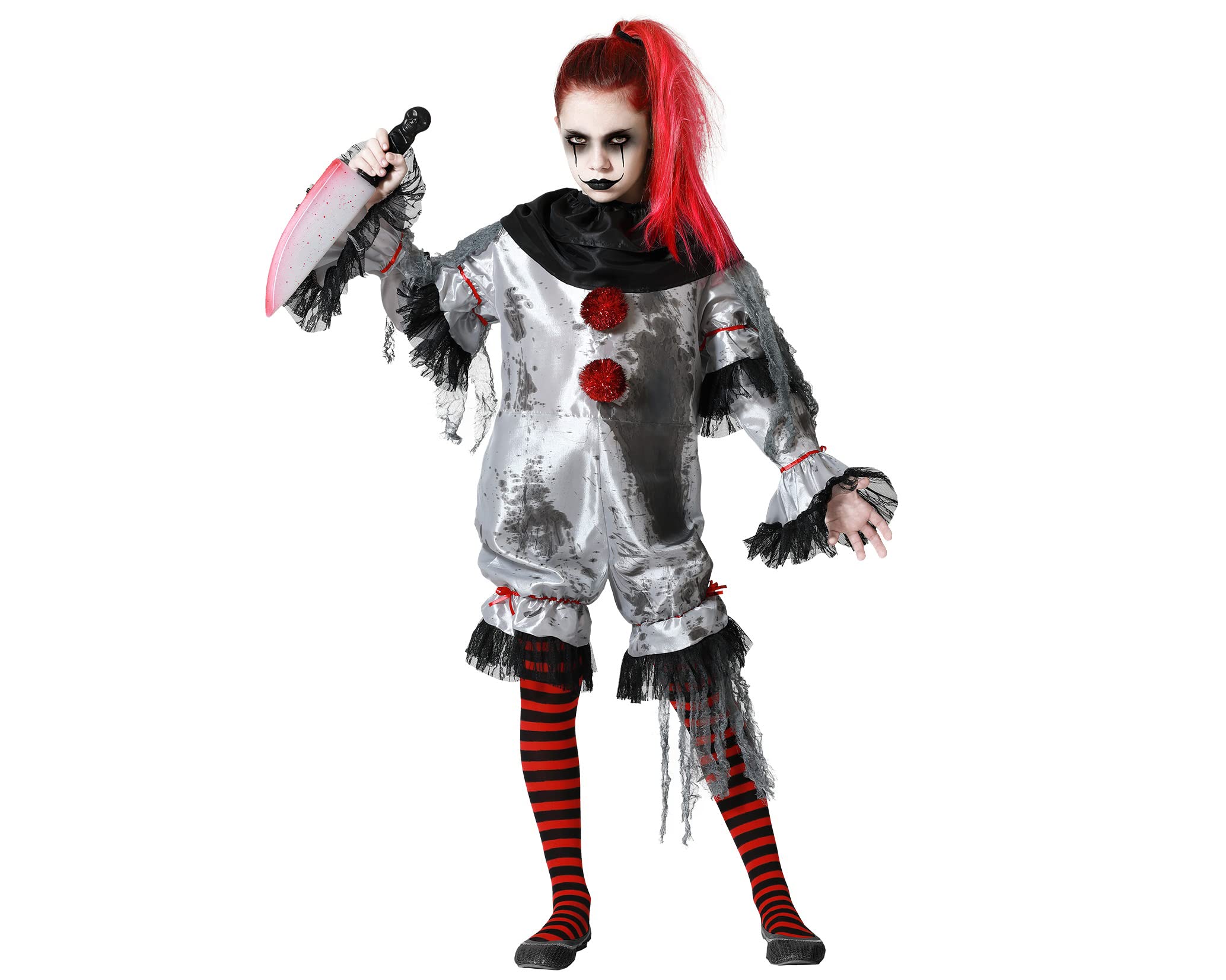Atosa grey clown costume for girls children 10-12 years
