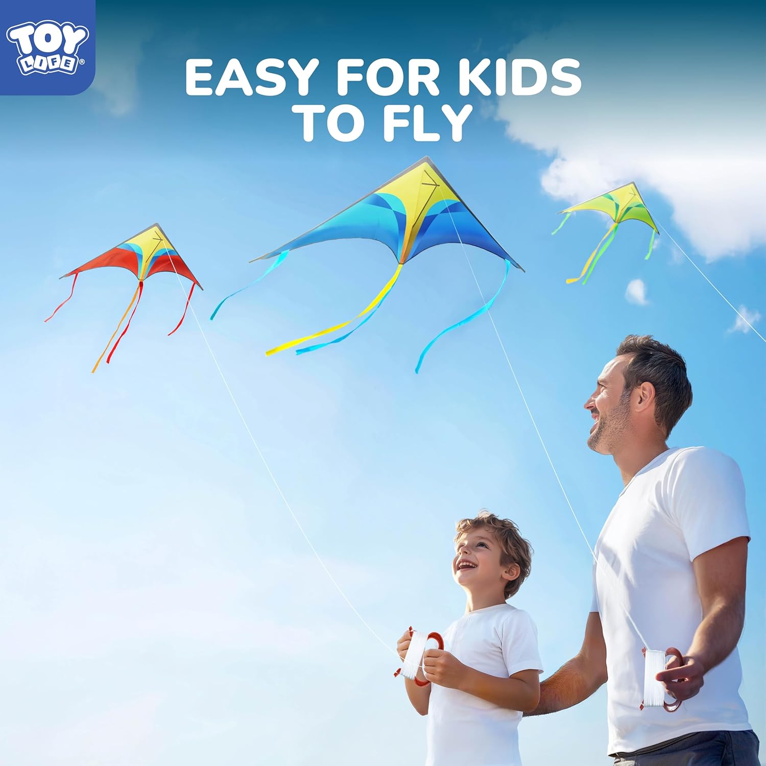 TOY Life 3-Pack Colorful Delta Kites for Kids & Adults – Easy to Fly Large Kites for Outdoor Beach & Park Fun – Durable, Lightweight & High-Flying Kites for Ages 6+