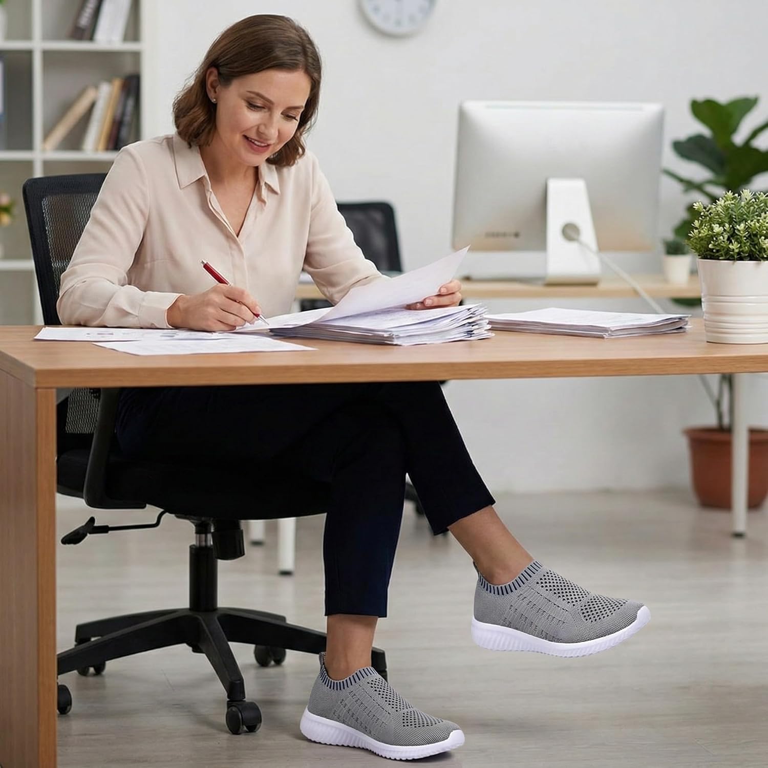 TIOSEBON Women's Athletic Walking Shoes Slip On Casual Mesh-Comfortable Tennis Workout Sneakers - Image 4