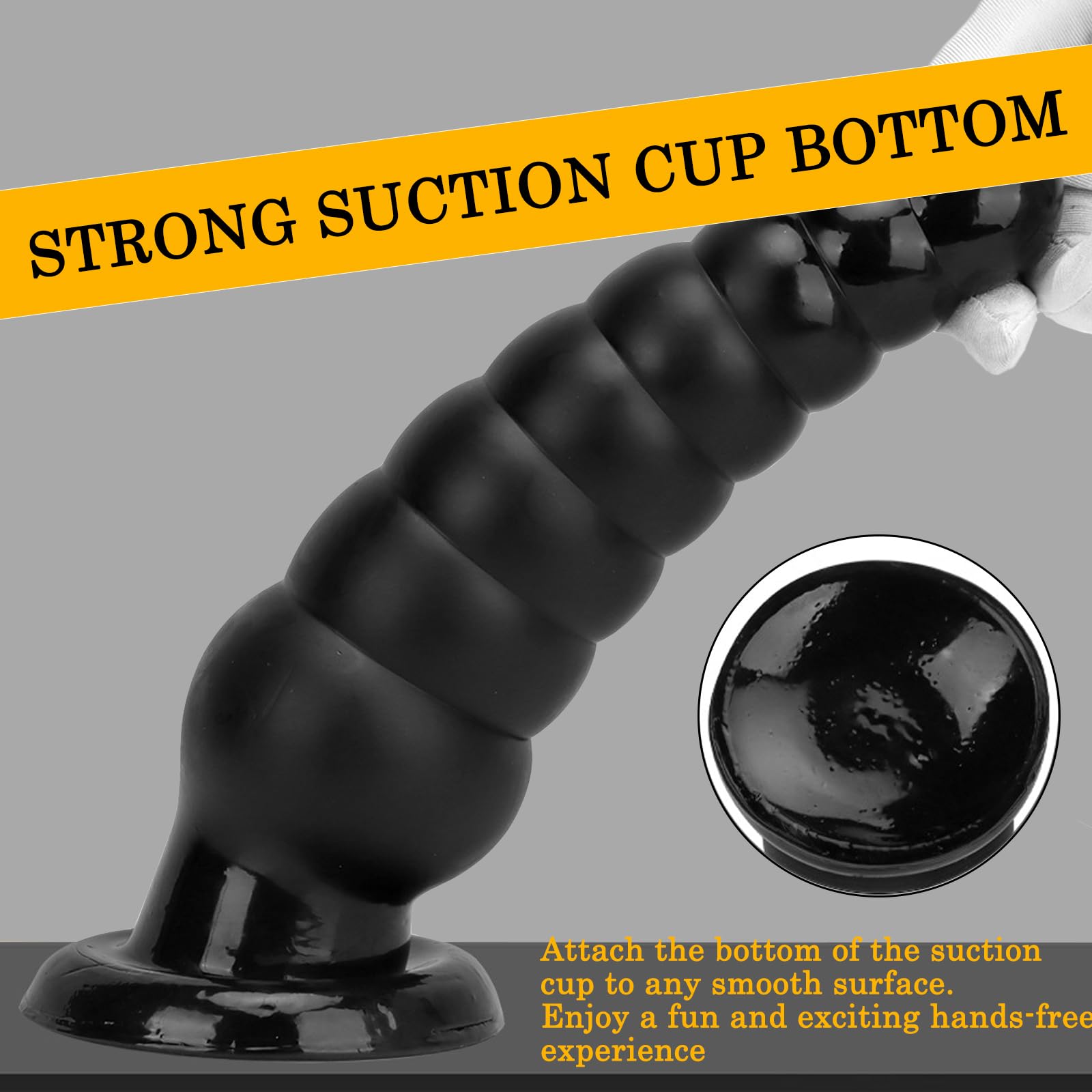 BDSMYOU Plug Anale Dildo Anale Dildo XXL Gigante con 8 Palline Anali e Ventosa,Sex Toys Extra Large Dilatatore Ano per Donna Uomo,Toys Sessuali per Donna Uomini Coppie (Nero)