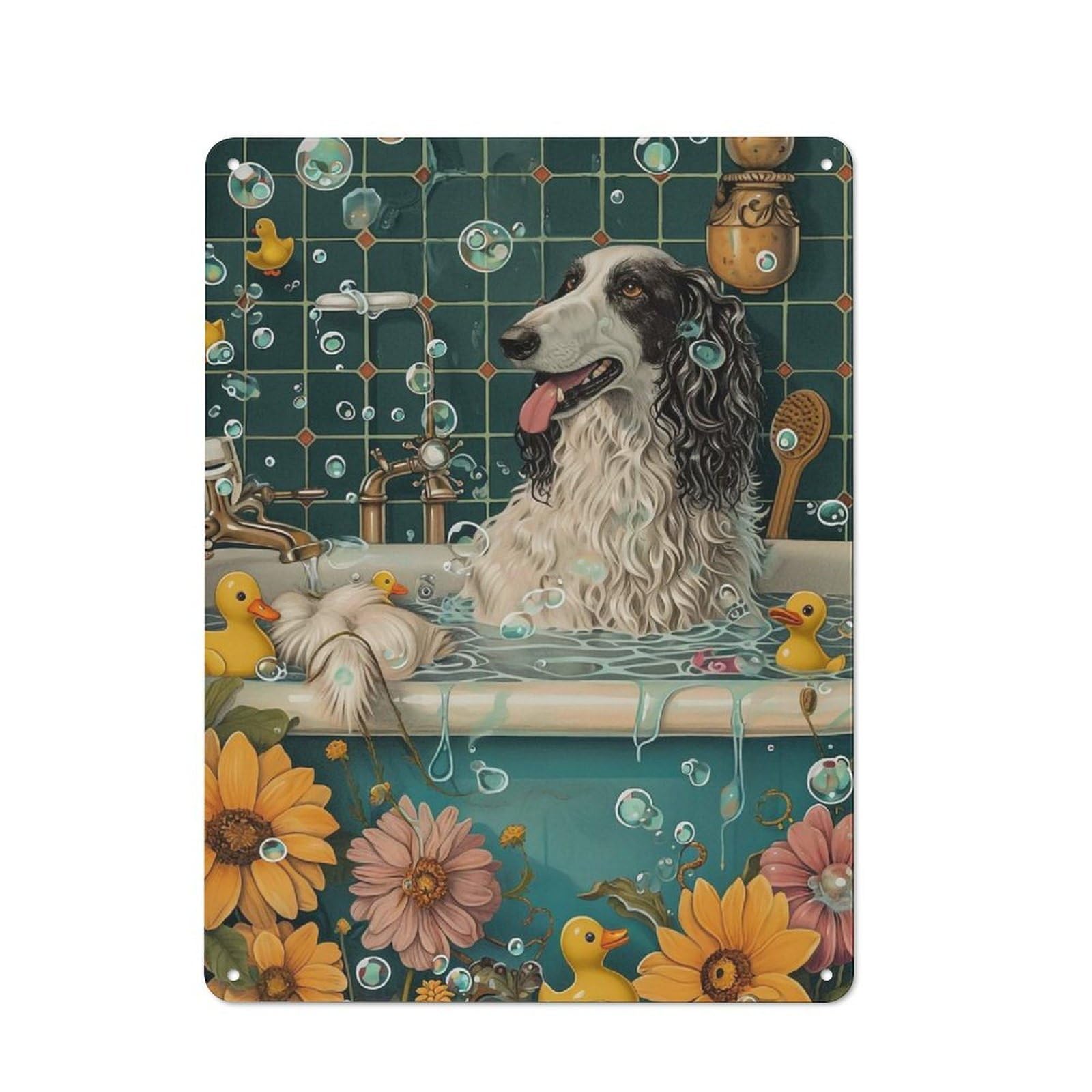 Junmoney Borzoi Dog Retro Metal Wall Sign 40X30cm With For Living Room Wall, Housewarming Wall Decor For People Furnishing Living Room