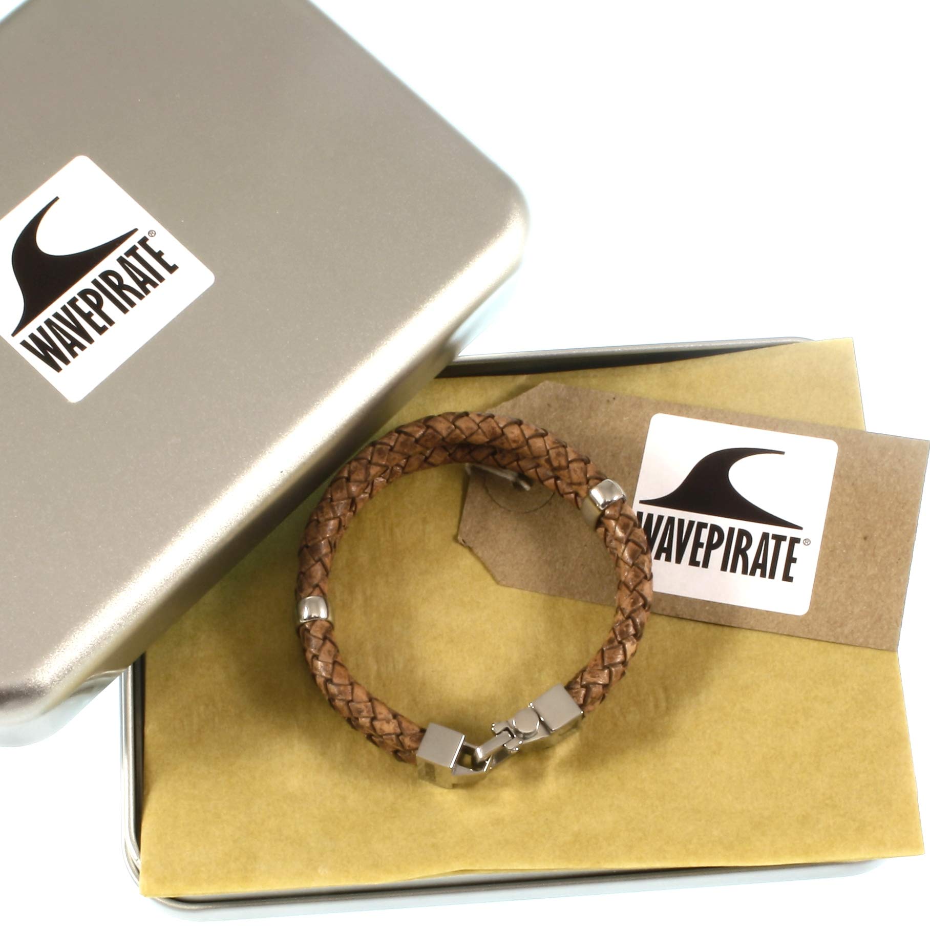 Echt Leder-Armband TURN F Cognac Herren-Armband Männer-Armband Geschenkbox Magnetverschluss Edelstahl