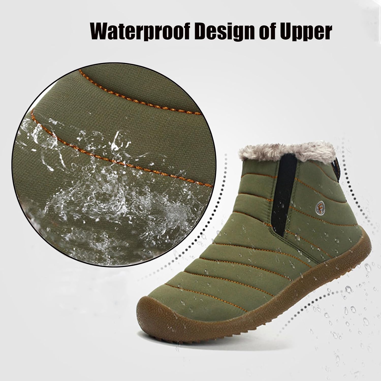 Men's Winter Warm Snow Booties,Thick Warm Slip On Cotton Shoes Anti-Slip Water Resistant Fully Fur Lined Winter Outdoor Casual Classic Flat Sole Walking Ankle Boots