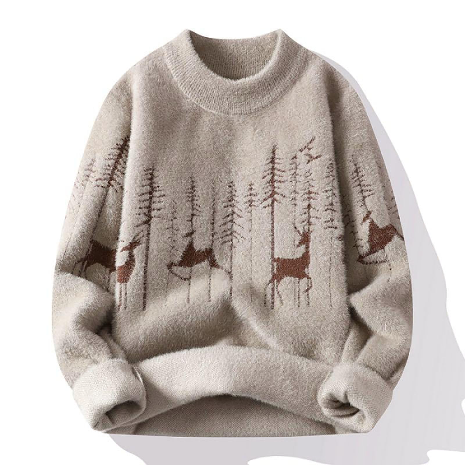 Generisch Jersey de punto para hombre de invierno, informal, cuello redondo, jersey de patchwork, cálido, punto fino, jersey de invierno, suéter de trabajo, suéter de ocio, suéter de punto para hombre