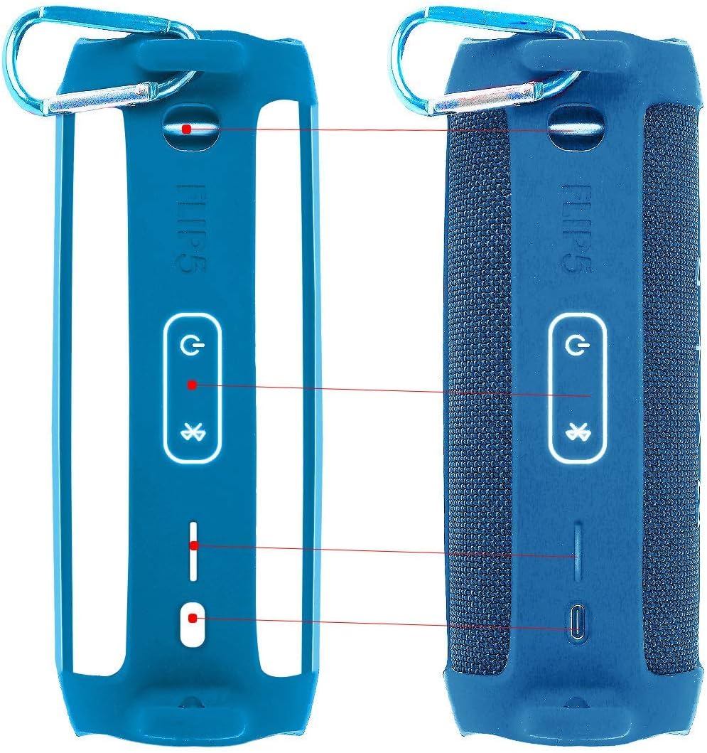 co2CREA Silicone Travel Case Replacement for JBL FLIP 5 Waterproof Portable Bluetooth Speaker (Blue Case) - Image 3