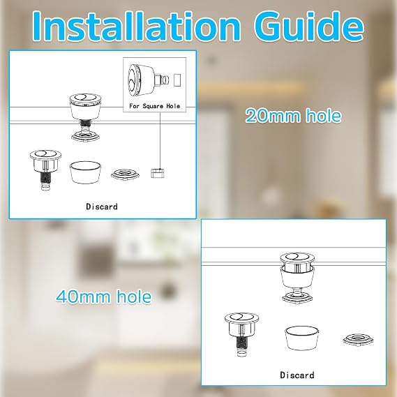 Universal Toilet Flush Button Kit, Dual Flush Toilet Cistern Flusher Parts Push Button, Toilets Push Buttons Flusher Replacement for 20mm 40mm Lid Hole