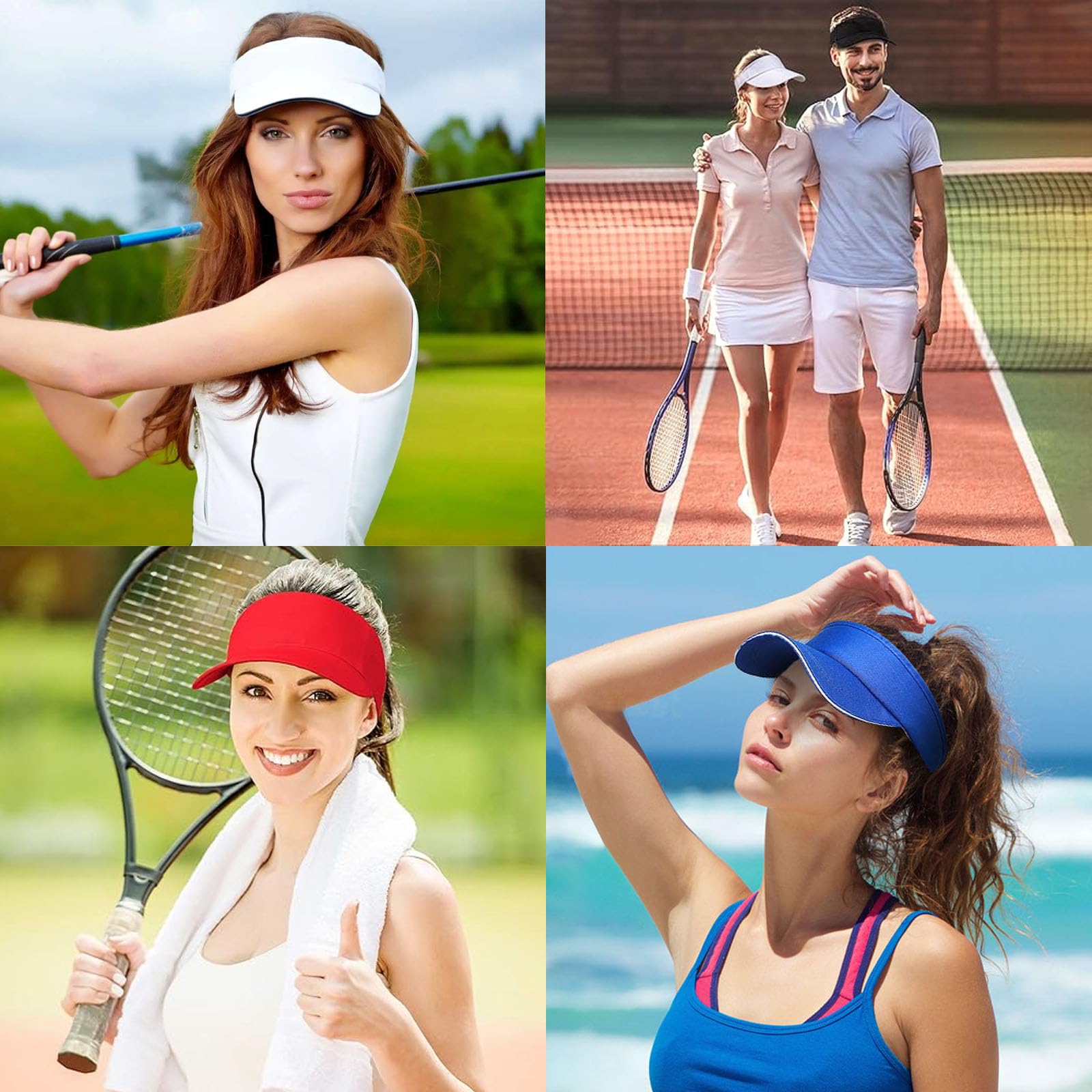 XianZhan Casquette visière EU 4, casquette de baseball 54-60 cm avec 4 clips, respirante et absorbant la transpiration, unisexe, 4 couleurs : noir, blanc, rouge, bleu