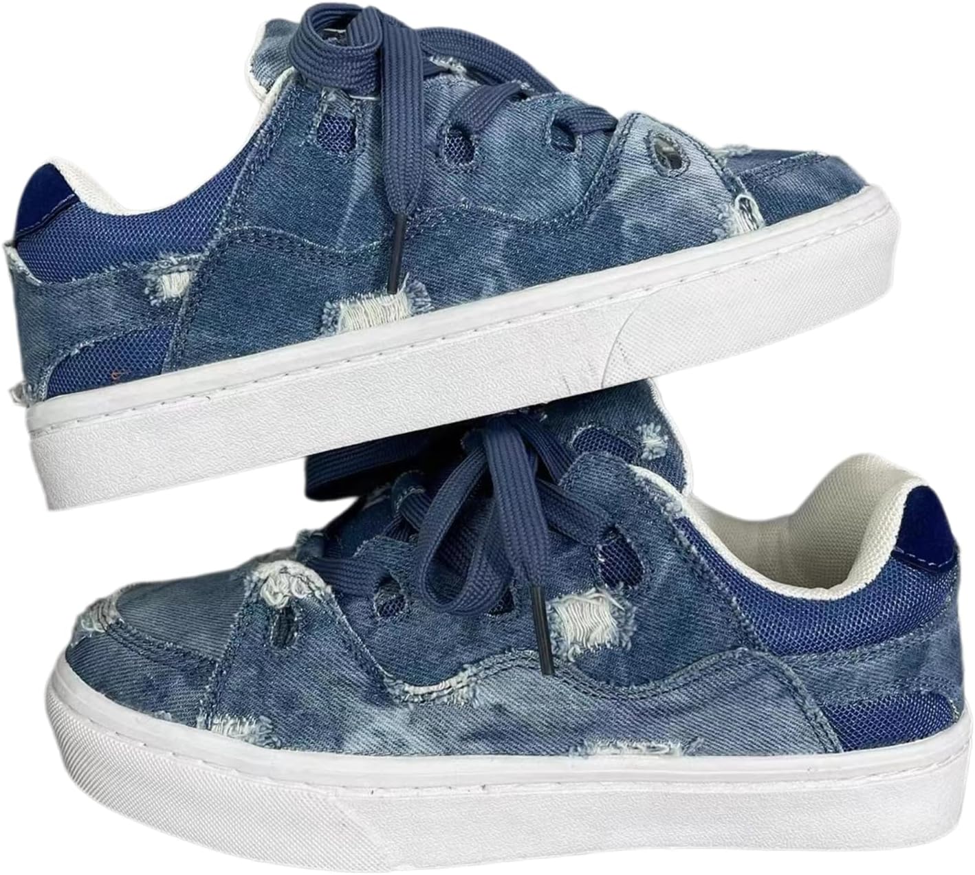 Cute Sneakers for Women Walking Shoes Comfortable Denim Blue Versatile Couples’ Style All-Season
