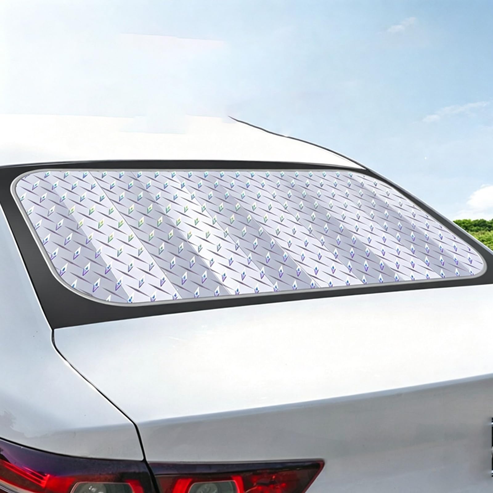TFIUMCRGW For Audi Q2/Q3/Q4 e-tron/Q5/Q6 e-tron/Q7/Q8/Q8 e-Tron Car Rear Window Sunshade, Laser Reflective Rear Windscreen Sun Shade Heat Shield Blind with Suction Cups,M